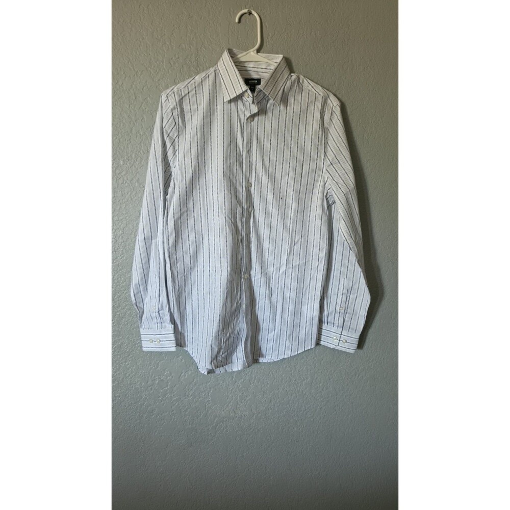 Express White And Blue Striped Mens Button Up Size S